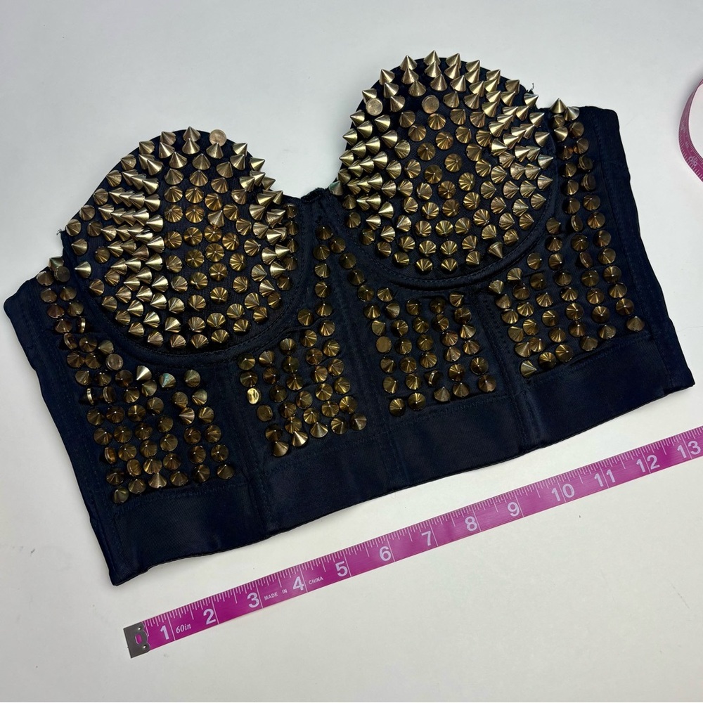 Vintage Retro Black Studded Bustier - Picture 8 of 9